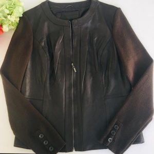 Jaclyn Smith Leather/Sweater Jacket - Size L